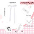 30 Pack Bow Cake Toppers White Ribbons Bows for Cake Bow Birthday Decorations Coquette Themed Bow Cupcake Topper for Bridal Wedding Baby Shower Bachelorette Party Mothers Day Decorations