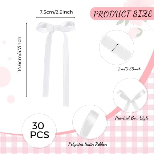 30 Pack Bow Cake Toppers White Ribbons Bows for Cake Bow Birthday Decorations Coquette Themed Bow Cupcake Topper for Bridal Wedding Baby Shower Bachelorette Party Mothers Day Decorations