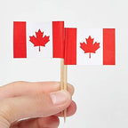 JAVD CYPS 100 Pcs Canada Flag Canadian Toothpick Flags, Small Mini Stick Cupcake Toppers Canadian Flags,Country Picks Party Decoration Celebration Cocktail Food Bar Cake Flags