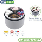EZY DOSE Mini Vitamin Organizer, Multi Compartments, Portable and Compact Design, Easy Access Sliding Pill Dispenser, Supplement Organizer with Anti-Mix Design, Travel-Sized, White and Black, Medium