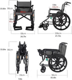Safety Wheelchair Transport Wheelchairs Folding Carbon Steel Wheelchairs Transport Chair Transport Aid Wheelchairs Mobile Care Wheelchairs Easy to Carry