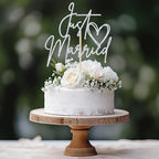 Just Married Cake Topper, Wedding Cake Decor,Just Engaged, Bride to Be, Bridal Shower Wedding Engagement Bachelorette Party Decorations (Silver Glitter)
