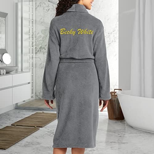 TEEAMORE Personalized Embroidered Robes Custom Monogrammed Plush Microfleece Bathrobes