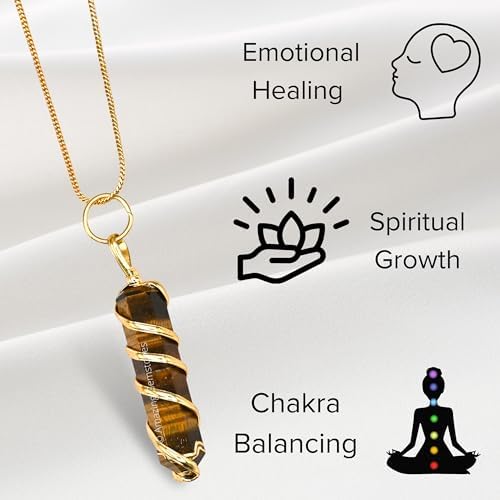 Amazing Gemstone Tiger Eye Gold Spiral Pencil Point Pendant