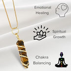 Amazing Gemstone Tiger Eye Gold Spiral Pencil Point Pendant