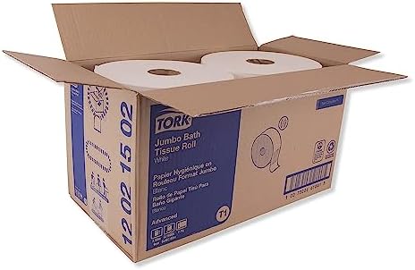 Tork 12021502 Advanced Jumbo Roll 2-Ply Toilet Tissue, White