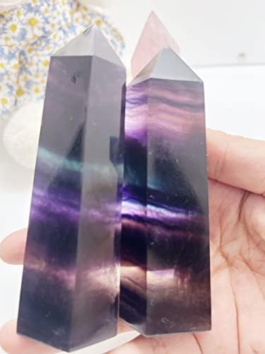 AITELEI Large Natural Healing Crystals Wands Stones, 3.9"-4.3" (10-11cm) 6 Faceted Single Point Crystal Prism Wand for Healing Meditation Reiki Chakra Therapy