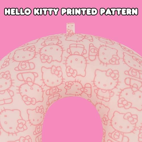 FUL Hello Kitty Neck Pillow, All Over Print Memory Foam Travel Accessories for Airplane, Car and Office, Comfortable and Breathable, Pink