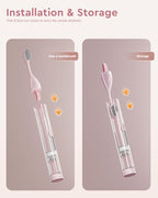 2 Pcs Travel Toothbrush Kit Fold Built-in Toothbrushes Set, Soft Bristles for Travel Camping School Business Trip Essential (Blue, Pink)