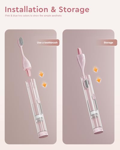 2 Pcs Travel Toothbrush Kit Fold Built-in Toothbrushes Set, Soft Bristles for Travel Camping School Business Trip Essential (Blue, Pink)