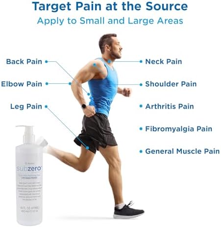 Sub Zero Cooling Pain Relief Gel, 16oz Bottle with Pump - Joint Relief and Nerve Pain Relief Cream for Muscle Deep Pain Relief and Arthritis Relief
