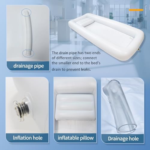 Medical Inflatable Bathtub,Bed Bath,Medical PVC Bedside Shower bathtubKit,Bed Shower for Patients with Reduced Mobility,Bedside Water Bag+Electric air Pump+Medical Inflatable Shampoo Basin