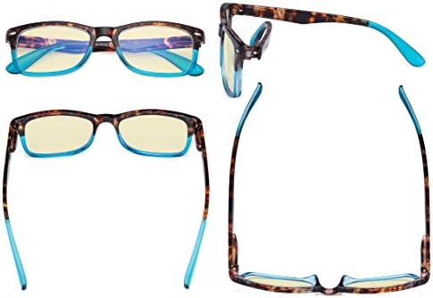 Eyekepper Stylish Blue Light Blocking Glasses with Yellow Filter Lens - Classic Computer Readers Women - Tortoise/Blue