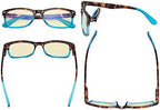 Eyekepper Stylish Blue Light Blocking Glasses with Yellow Filter Lens - Classic Computer Readers Women - Tortoise/Blue
