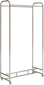 XPLKQXE Movable Stainless Steel Fabric Sample Storage Rack, Floor-Standing Curtain/Quilt/Blanket Display Stand, Commercial Textile Retail Store, with Wheels(Silver-1 Layer,120x40x180cm)