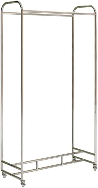 XPLKQXE Movable Stainless Steel Fabric Sample Storage Rack, Floor-Standing Curtain/Quilt/Blanket Display Stand, Commercial Textile Retail Store, with Wheels(Silver-1 Layer,120x40x180cm)