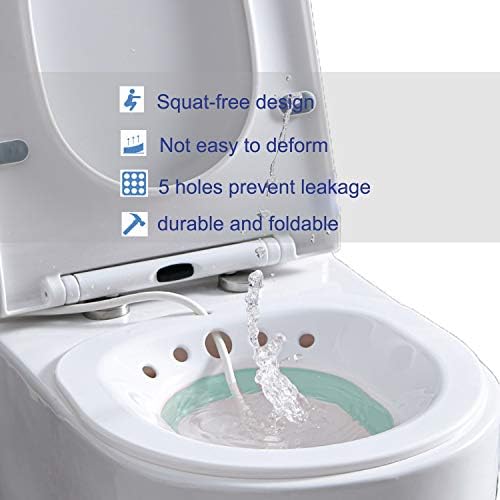 ELEBOX Sitz Bath for Toilet Seat with Flusher, Squat Free Sitz Bath Seat, Foldable Postpartum Care Basin, Hemorrhoids Treatment, Alleviate Vaginal or Anal Inflammation Naturally