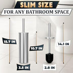 Stylish Stainless Steel Toilet Brush and Holder Set - Silver Toilet Bowl Brush and Holder with Splash Cover, Sturdy Bristles, Corrosion & Scratch Resistant - Elegant Design, Effective Deep Cleaning