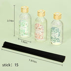 Reed Diffuser of 3 Pack, Linen Eucalyptus Jasmine Oil Diffuser Set with 15 Sticks, Bathroom Air Freshener, Aromatherapy Reed Diffusers for Home, Office, 1.7 Fl. Oz Each, Total 5.1 Fl. Oz