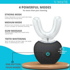 V-WHITE Adults Auto Brush Ultrasonic U-Shaped Toothbrush – 360° Teeth Cleaning, Hands-Free Electric Autobrush – Gum Protection, Waterproof IPX7, Wireless Charging