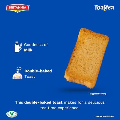 BRITANNIA Toastea Milk Rusk 19.75oz (560g) - Biscotte Au Lait - Crispy, Crunchy Tea Moments - Breakfast & Tea Time Snacks (Pack of 1)