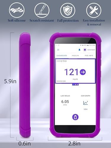 Compatible with Omnipod 5 PDM, Silicone Case & Tempered Glass Film Kit, Receiver Full Protection Set with Protective Cover & HD Screen Protector for Omnipod5, Anti-Fingerprint, Easy Installation