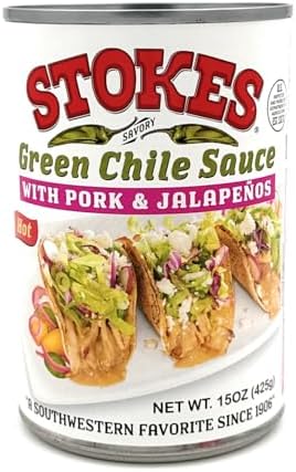 Stokes Green Chile Sauce with Pork and Jalapenos Pack of 3