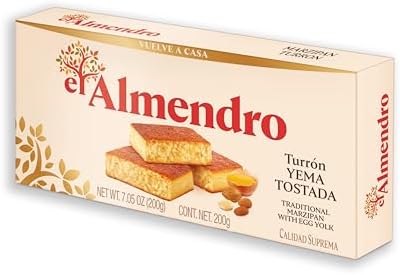 El Almendro Turron Traditional Marzipan with Egg Yolk - Yema Tostada - 7.05 OZ