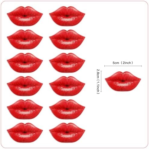 Ercadio 40 Pack Edible Valentine’s Day Cupcake Toppers Edible Red Lip Cupcake Toppers Valentine Cake Drink Topper for Wedding Theme Bachelorette Party Bride to Be Cake Decoration Supplies
