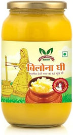 Gavyamart Ghee in Pantry 100% Pure Kankrej A2 Cow Desi Ghee Non GMO - Made Using Traditional Bilona Method Ghee 1 Litre - Glass Ghee jar Pack - A2 Ghee Cow Organic 1000ml