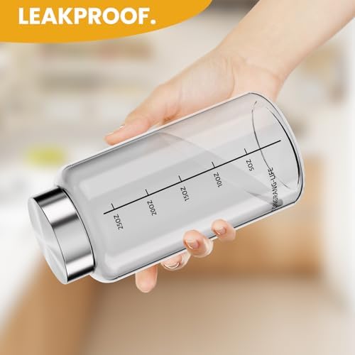 27oz/800ml Big Capacity Glass Juice Bottles with Lid–Glass Shaker Bottle for Protein Mixes,Water Bottle&Leakproof for Smoothies,Dry Foods,Travel Glass Bottles,Mason Jars(1 Pieces)