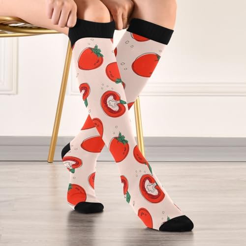 susiyo Tomatoes Compression Socks for Women and Men Knee High Support Socks for Athletic Running Hiking Travel