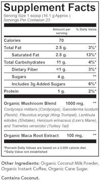Fabula Instant Mushroom Coffee with Cordyceps, Reishi King Trumpet, Shiitake, Lion’s Mane, Turkey Tail, Organic Arabica Blend - Low Acid, Mold Free - 13 oz