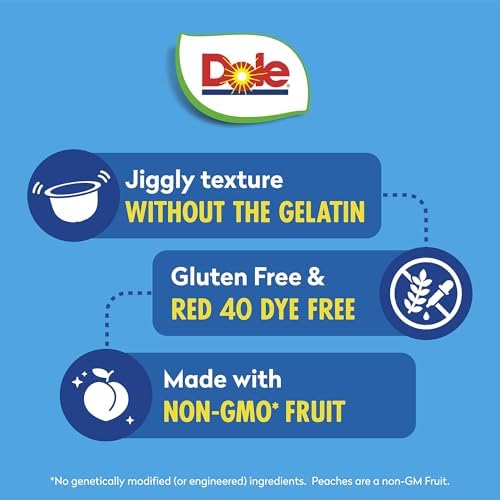 Dole Fruit Bowls Peaches in Strawberry Flavored Gel Snacks, 4.3oz 24 Total Cups, Gluten & Dairy Free, Bulk Lunch Snacks for Kids & Adults