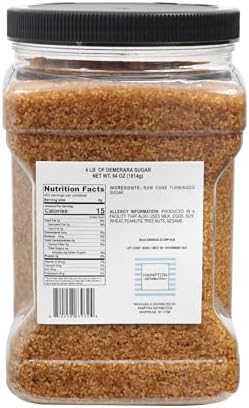 Demerara Sugar, 4 Pound Grip Jar, Hampton Distribution