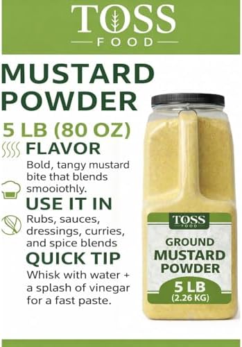 TOSS Ground Mustard Powder – 5 LB Bulk Cooking Spice | Dry Yellow Mustard for Seasoning, Marinades, Sauces & Pickling