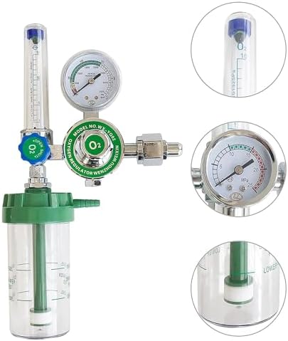 WX-YQ02 Oxygen Pressure Gas Regulator Inhaler O2 Pressure Reducer Oxygen Gauge Flow Meter,Buoy Type Female Thread and Tube
