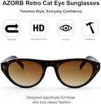 AZorb Retro Small Oval Cat Eye Sunglasses for Women Men, Narrow Vintage Flat Top Sun Glasses with UV400 Protection