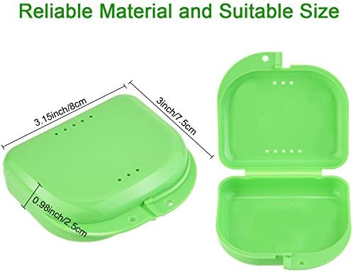 6 Pieces Retainer Cases Mouth Guard Container Case Multicolor Orthodontic Denture Storage Boxes with D-Shaped Buckles and Keychain Rings