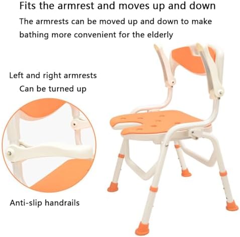 Height Adjustable Bath Shower Chairs,Household Folding Bath Chair Shower Chair,Anti-Slip Safety Bathroom Seat Chair for Elderly Pregnant Woman,Load Weight 150Kg A