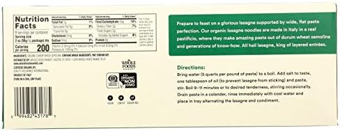 365 by Whole Foods Market, Organic Lasagne, 16 Ounce (Pack of 4)