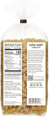 Al Dente Carba-Nada Fusilli - Low Carb, High Protein - Keto & Point-Based Diet-Friendly, Artisanal Pasta Noodles, Cage-Free Eggs & Non-GMO Ingredients. 12oz Bags (Pack of 6)