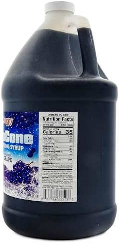 Snappy Grape Sno Cone Syrup, 1 Gallon (128 ounces) Size, Ready to Use For Snow Cone Machines, Flavored Syrup for Shaved Ice, 14 Snow Cone Flavor Options