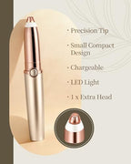 Eyebrow Trimmer for Women, Eyebrow Razor: Rechargeable Eyebrow Hair Remover with 2 Replacement Heads & LED Light, Electric Painless Eye Brow Shaver Facial Hair Removal Device for Eyebrows/Lips/Face