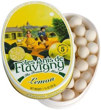 4 Pack Les Anis de Flavigny Hard Candy 1.75-ounce (50g) Tins (Lemon)