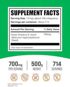 BulkSupplements.com Horse Chestnut Extract Powder - Horse Chestnut Supplement, Herbal Supplement - Gluten Free, 700mg per Serving, 500g (1.1 lbs) (Pack of 1)