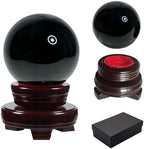 Black Obsidian Crystal Ball, 70mm/2.75" Crystal Sphere with Rotating Wooden Stand and Gift Box for Fengshui, Meditation, Healing, Divination, Witchcraft,Magic Mirror, Home Decoration