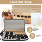 17 Pieces Massage Stones Set with Warmer Kit Hot Rocks Bamboo for Massage,Hot Stones Massage Warmer Kit with Temperature Control and Carry Bag (14 Stones and 3 Sticks)