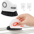 2Pcs Window Track Cleaner with Hard Bristle Brush & Scraper, 2-in-1 Groove Cleaning Tool for Sliding Door Tracks, Window Sills, and Seal Crevices