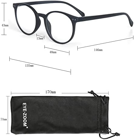 3 Pack Retro Round Plastic Frame Reading Glasses for Men and Women, Multi Color